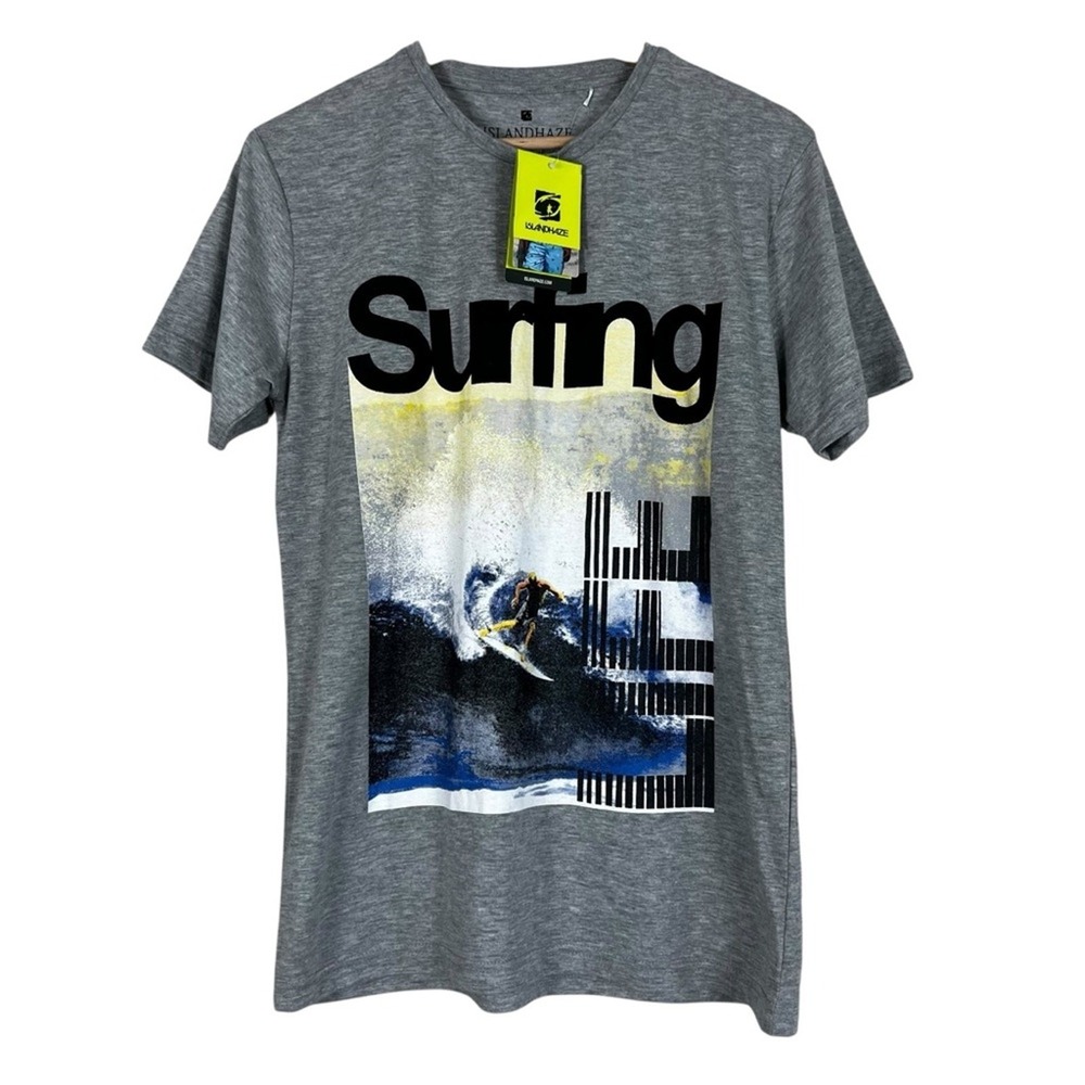 NWT Islandhaze Graphic T-Shirt Mens L Gray Surfing Surfing Skate Beach Coastal